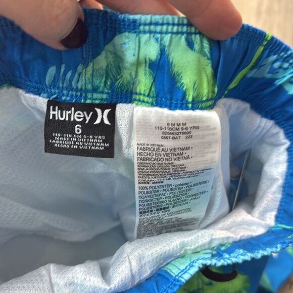 NWT HURLEY Palms‎ Boys Boardshorts Swim Electric Blue Size 6 Palm Trees - Picture 8 of 12